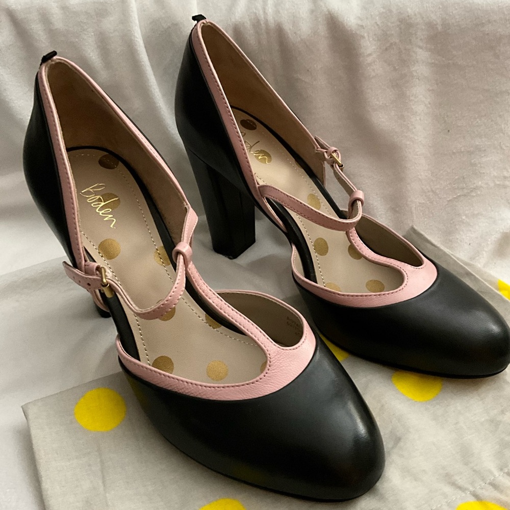 Boden Black and Pink Mary Jane Heel